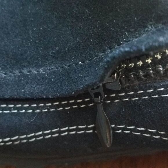 UGG Australia Black Hampton Suede Sheepskin Side Zip Clog Mule Slipper Size 7 - Picture 8 of 14